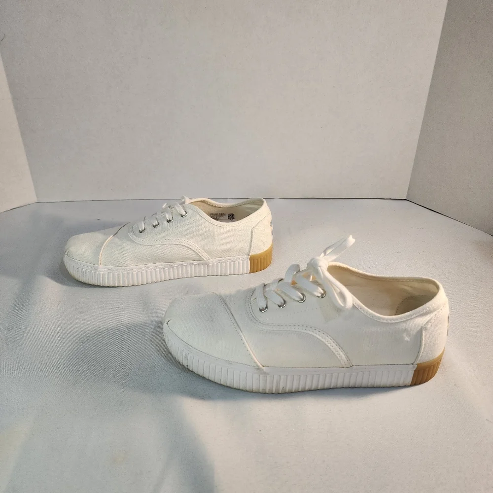 TOMS Women's White Cordones Indio Canvas Sneakers Size 7.5 - Picture 5 of 9